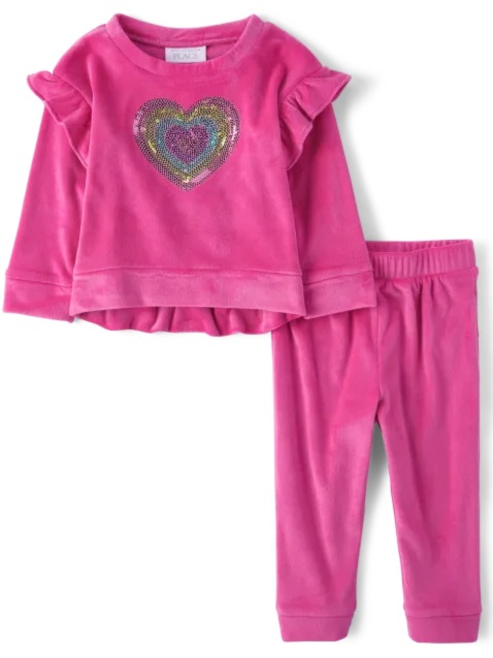 The Children’s Place Kids Velour 2-Piece Heart Outfit Pink Size 2T